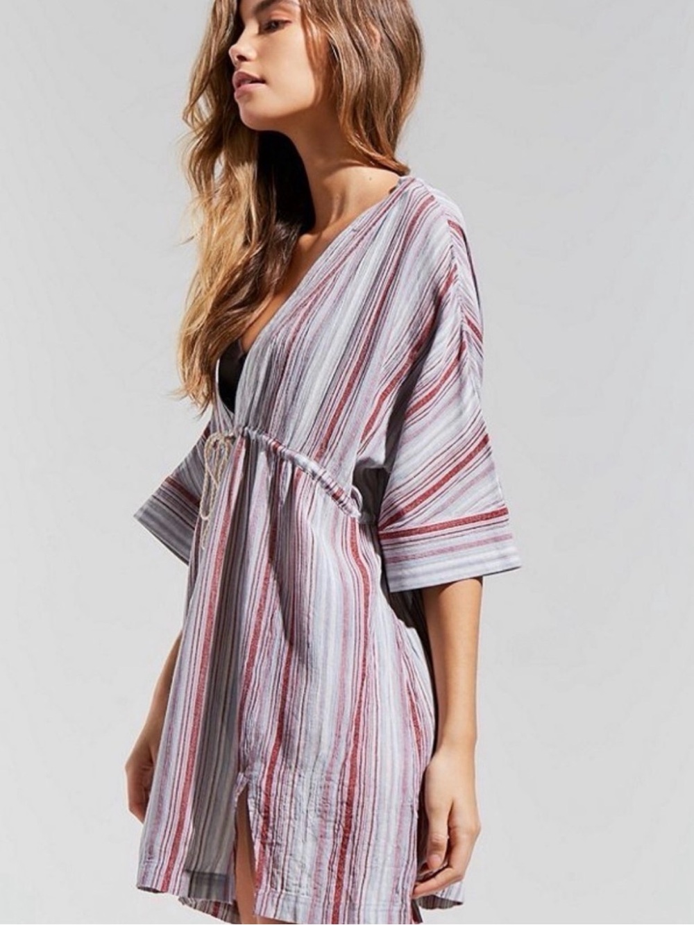 striped Out From Under Kimono Cover-Up